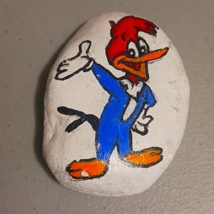 Woody the Woodpecker, Painted Art Rock Paper Weight Rare Stone #eshopchicago